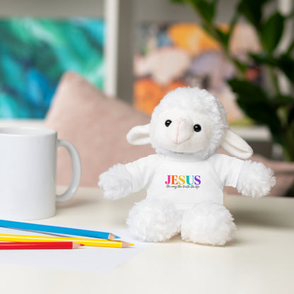 Jesus Rainbow Tee Teddy Bear - Plush Stuffed Animal with Faith Shirt
