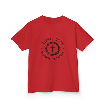 UNISEX KIDS Tee — 'Resurrection: He Wrote the Ending' Cross Graphic