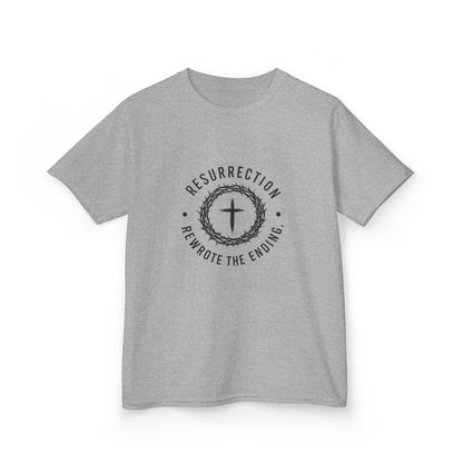 UNISEX KIDS Tee — 'Resurrection: He Wrote the Ending' Cross Graphic