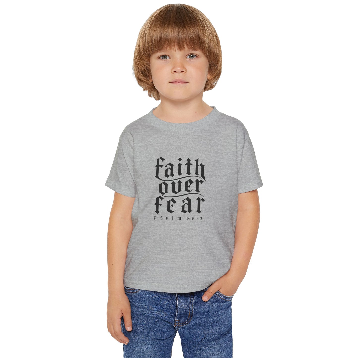 Faith Over Fear Toddler unisex T-Shirt — Psalm 56:3 Inspirational Kids Tee