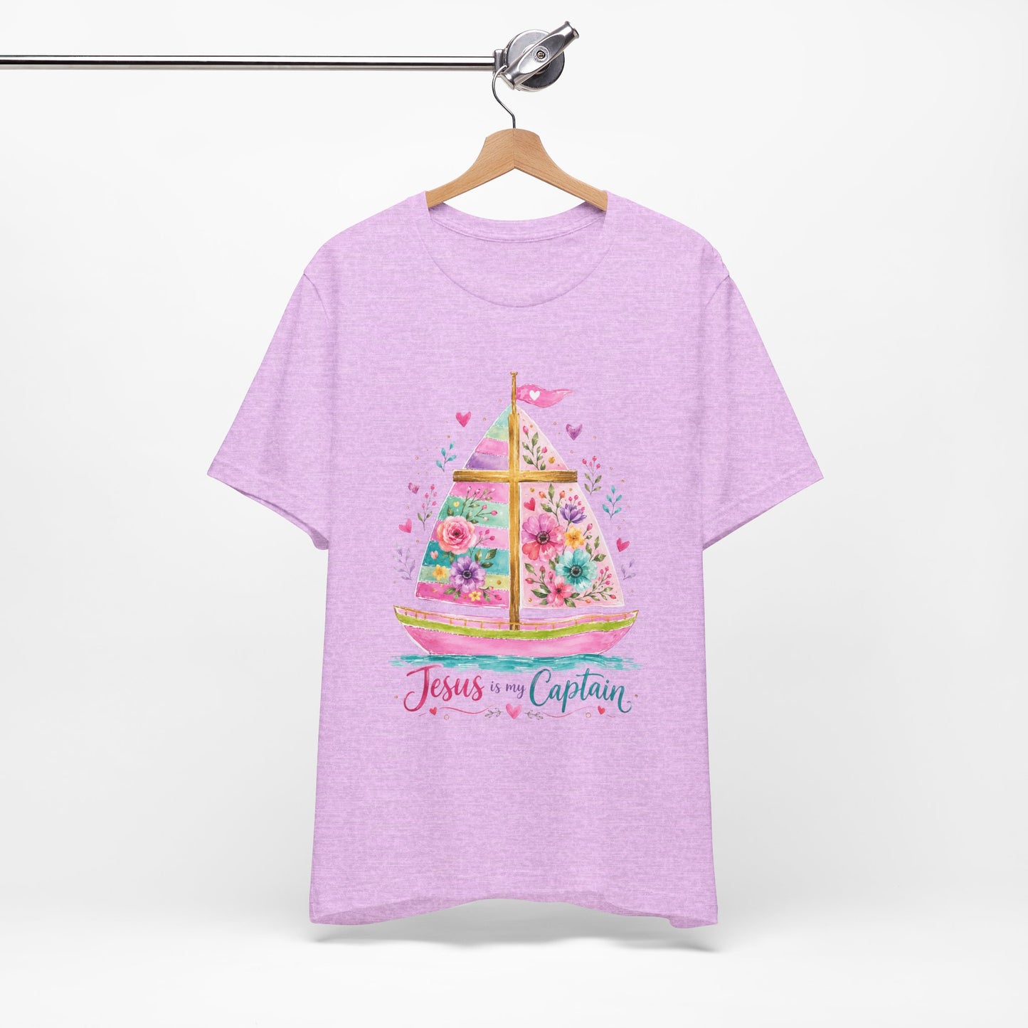 Jesus Is My Captain Floral Sailboat T-Shirt