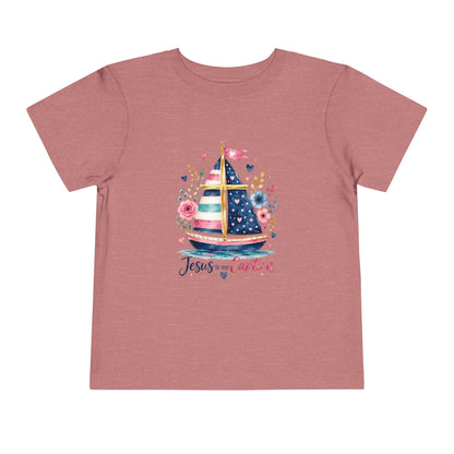 Toddler Tee - 'Jesus is my Captain' Nautical Sailboat Christian Shirt