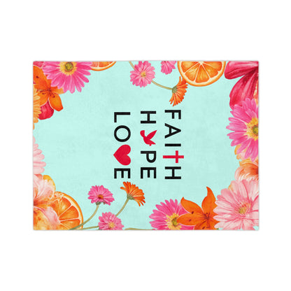 Faith Hope Love Floral Microfiber Blanket