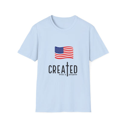 USA Flag T-Shirt — "Created with a Purpose" Patriotic American Tee