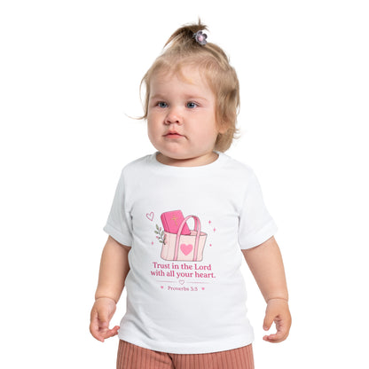 Baby T-Shirt — "Child of God" Pink Faith Tee (Proverbs 3:5)