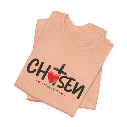 Chosen Cross Heart T-Shirt — Christian Faith Tee (1 Peter 2)