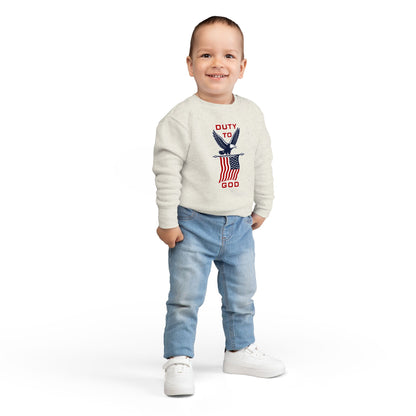Toddler Sweatshirt - 'Duty to God' Patriotic Eagle & Flag