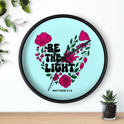 Be the Light Floral Wall Clock — Matthew 5:14 Inspirational Home Decor