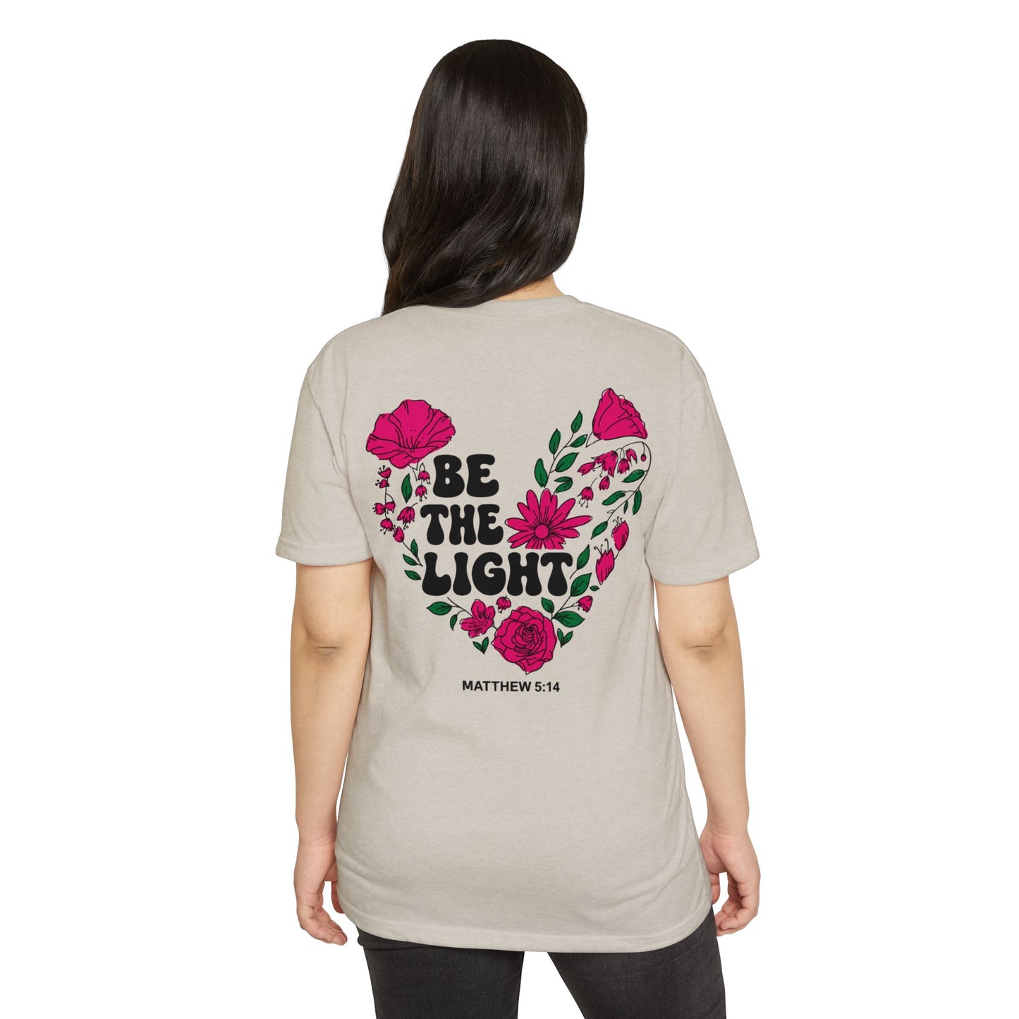 Be The Light Floral T-Shirt — Matthew 5:14 Inspirational Tee