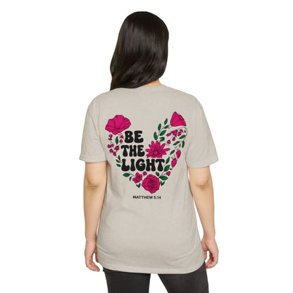 Be The Light Floral T-Shirt — Matthew 5:14 Inspirational Tee