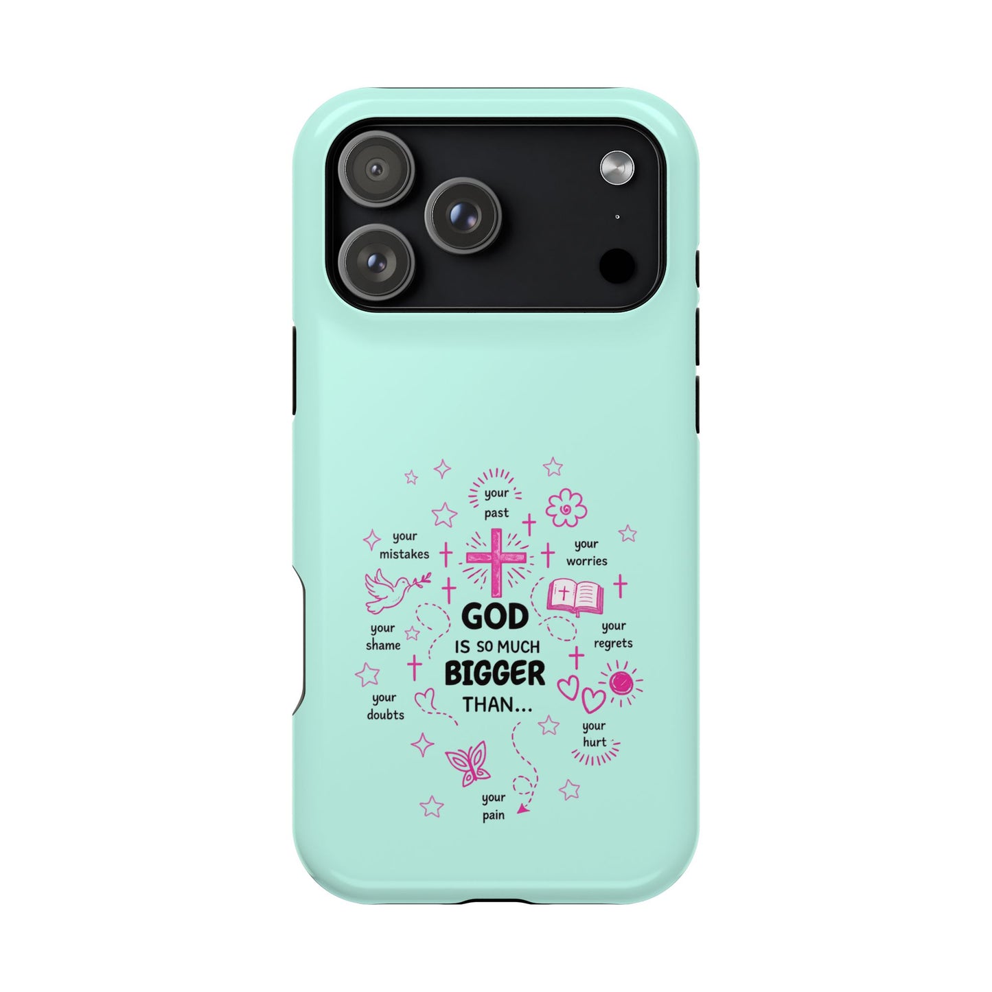 Mint Christian Phone Case — "God Is So Much Bigger Than..." Magnetic Impact-Resistant