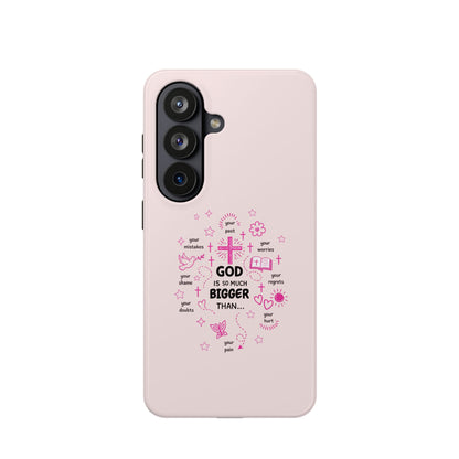 Pink Christian Phone Case — "God Is So Much Bigger Than..." Magnetic Impact-Resistant Case