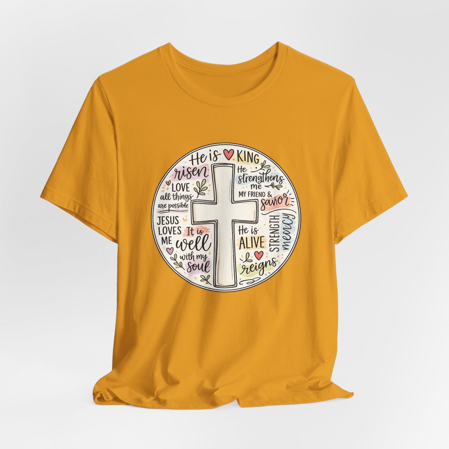 Christian Cross Faith T-Shirt — He Is Risen Inspirational Graphic Tee