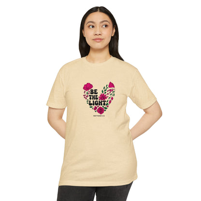 Be The Light Floral T-Shirt — Matthew 5:14 Inspirational Tee