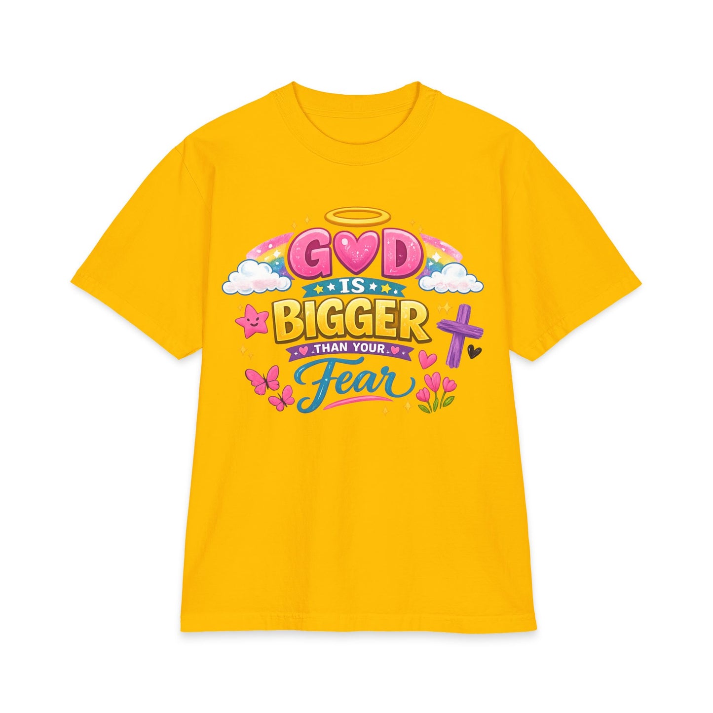 Faith Graphic T-Shirt — "God Is Bigger Than Your Fear" Inspirational Christian Tee