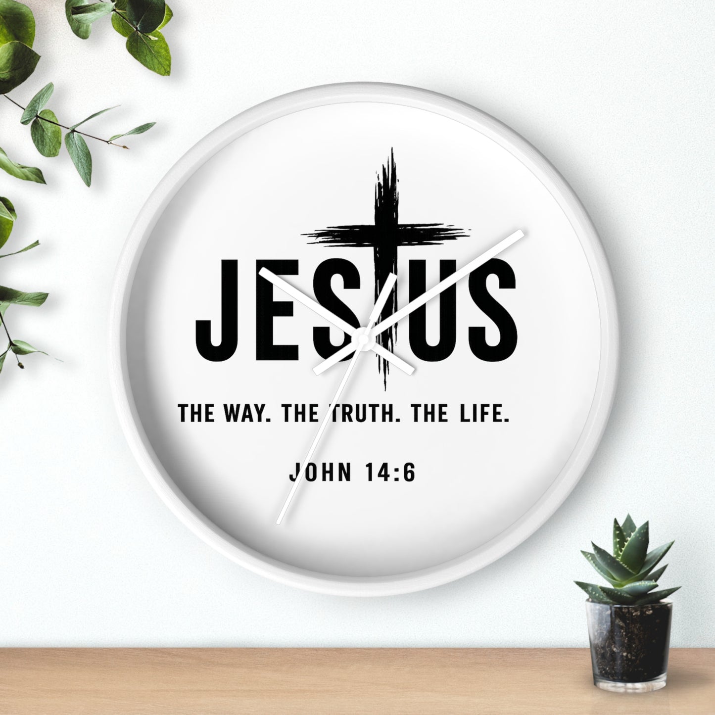 Jesus Wall Clock — "The Way. The Truth. The Life." John 14:6 Christian Decorative Clock
