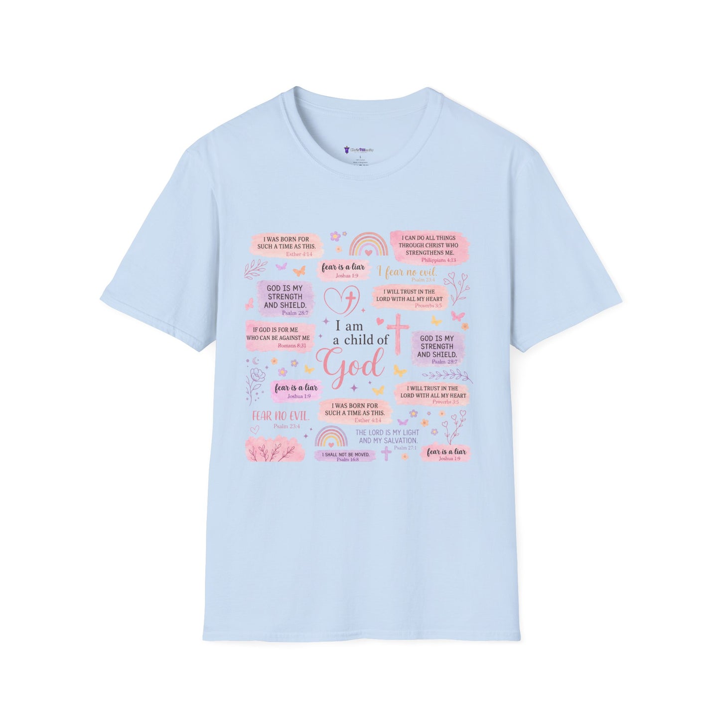 Christian Inspirational T-Shirt — “I am a child of God” Pink Scripture Tee