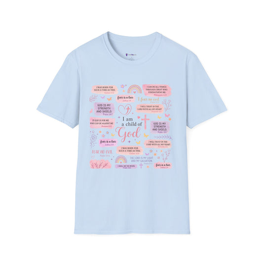 Christian Inspirational T-Shirt — “I am a child of God” Pink Scripture Tee