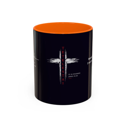 Christian faith gift  Coffee Mug — 'Tetelestai' Cross Design with Isaiah 12:2 Scripture (11/15oz Accent Mug)