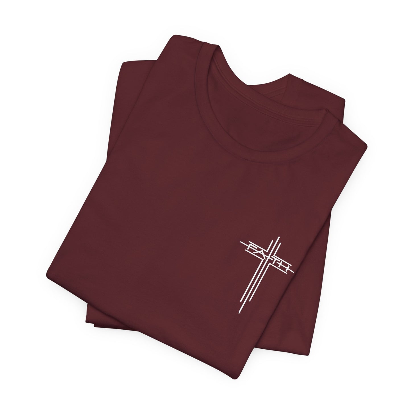 Christian Cross T‑Shirt — Subtle Back Cross Graphic Religious Tee
