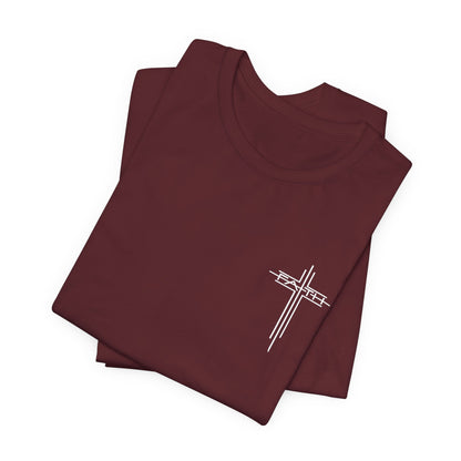 Christian Cross T‑Shirt — Subtle Back Cross Graphic Religious Tee