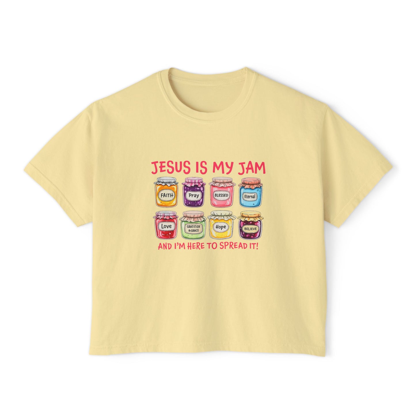 Jesus Is My Jam Women’s Boxy Tee — Cute Christian Faith Graphic Shirt