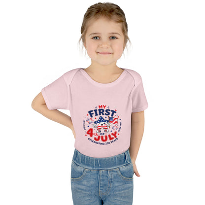 Baby Bodysuit – "My First 4th of July" Patriotic Infant Onesie