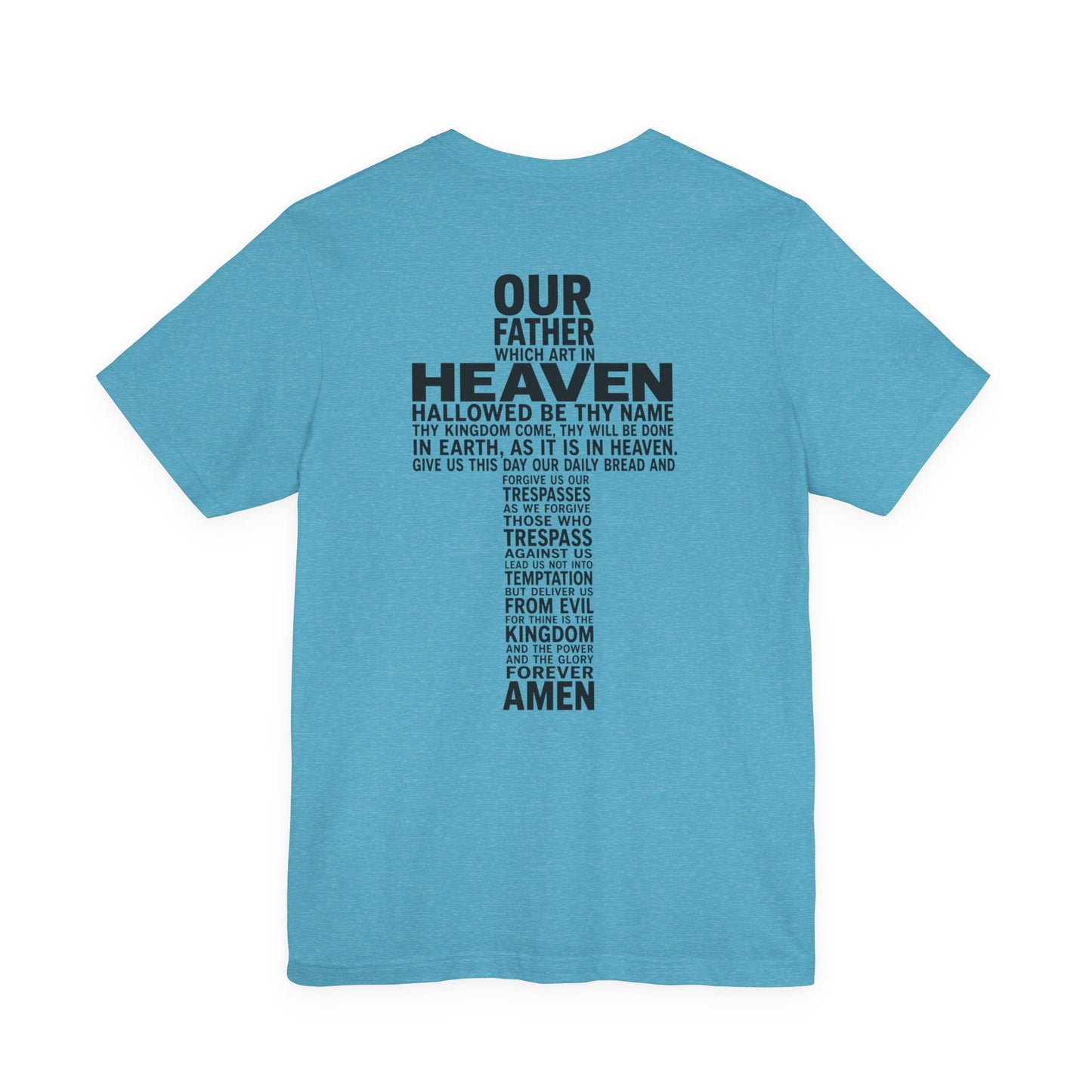 Faith Cross T‑Shirt — 'Our Father' Prayer Typography Tee