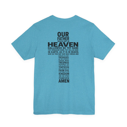 Faith Cross T‑Shirt — 'Our Father' Prayer Typography Tee
