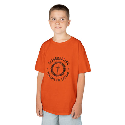 UNISEX KIDS Tee — 'Resurrection: He Wrote the Ending' Cross Graphic