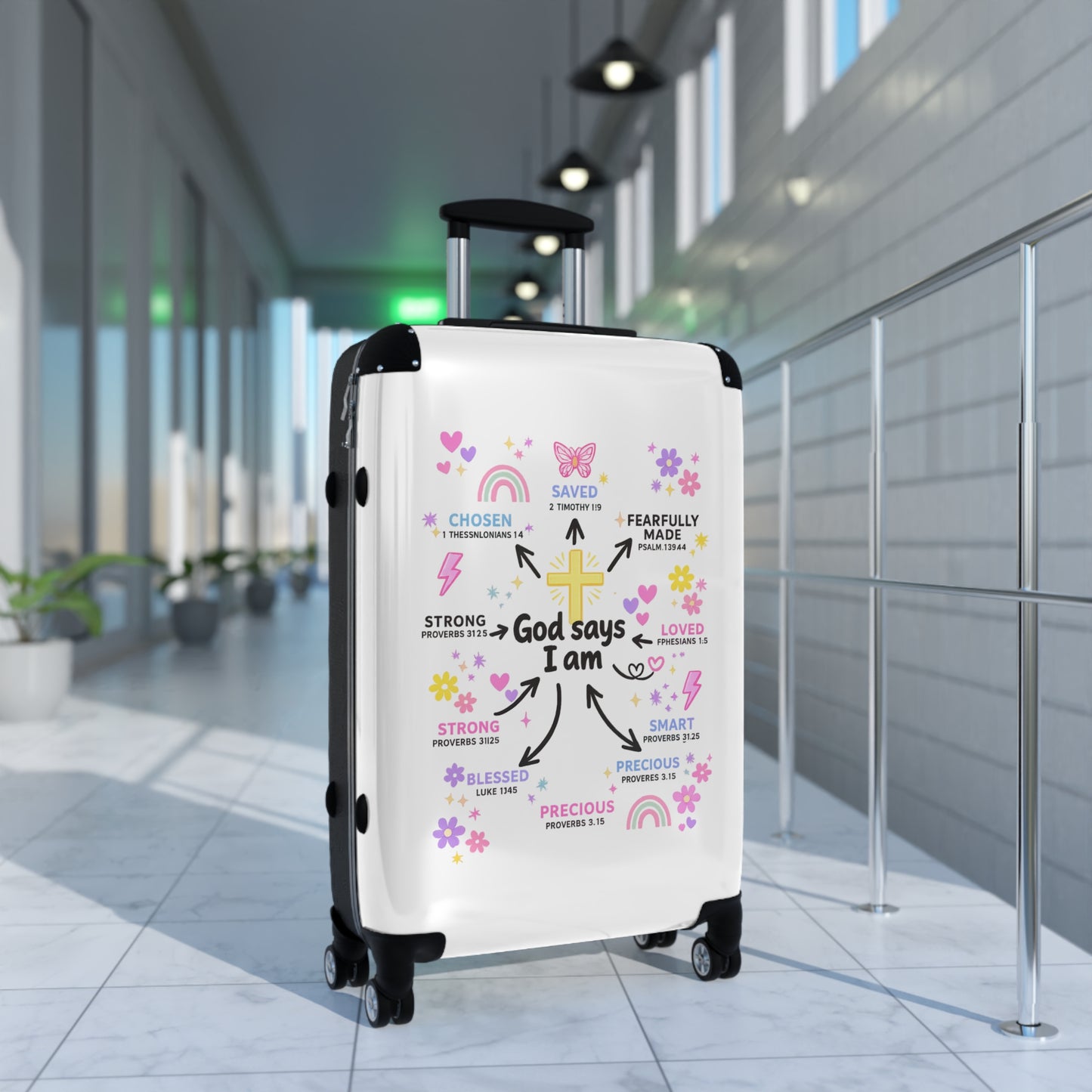 Suitcase — "God Says I Am" Inspirational Carry-On Luggage