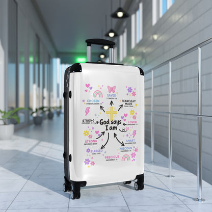 Suitcase — "God Says I Am" Inspirational Carry-On Luggage
